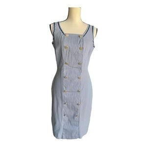 Alison Sheri Double Breasted Stripe Shift Dress Size XS